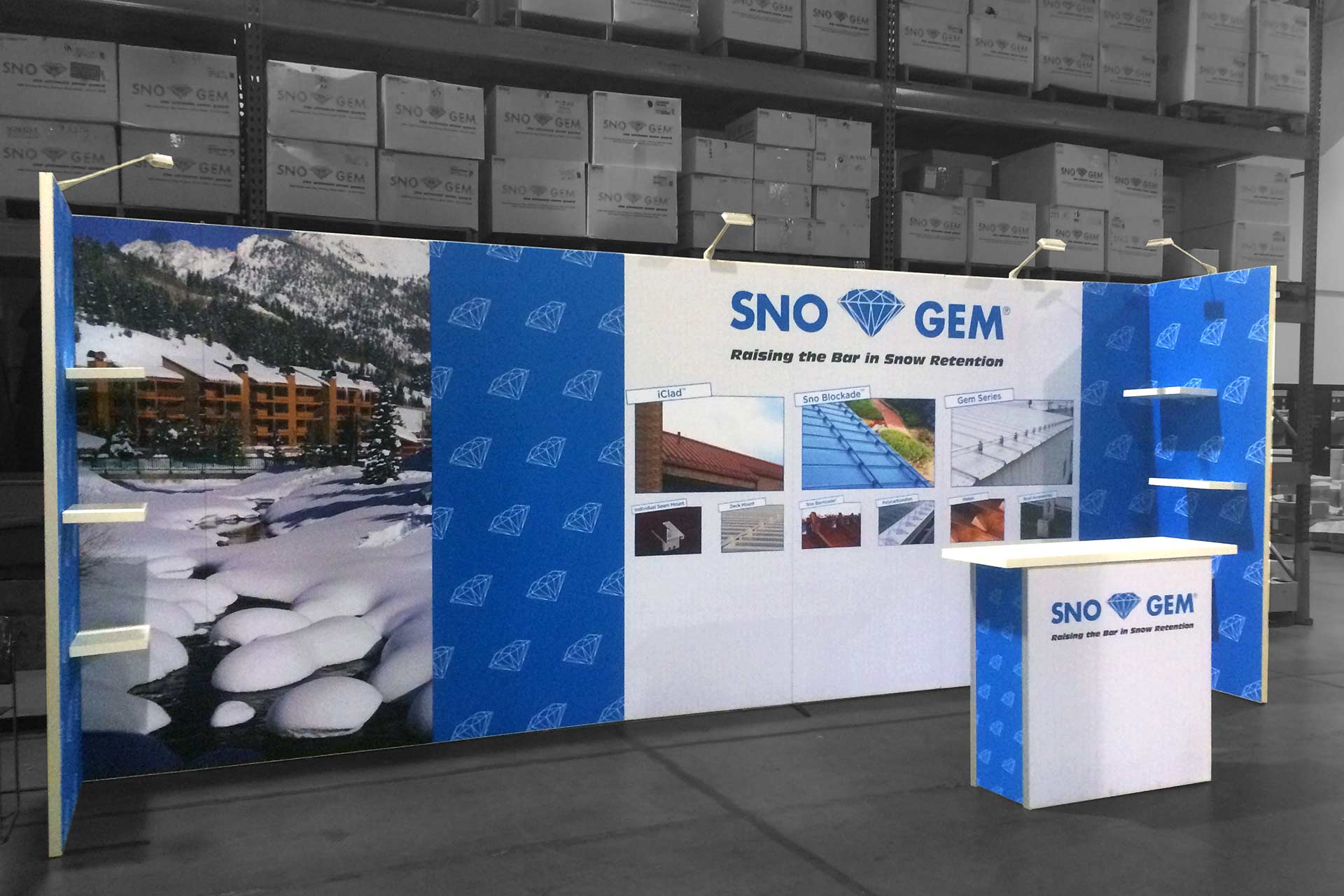 Sno Gem Trade Show Booth - Angled